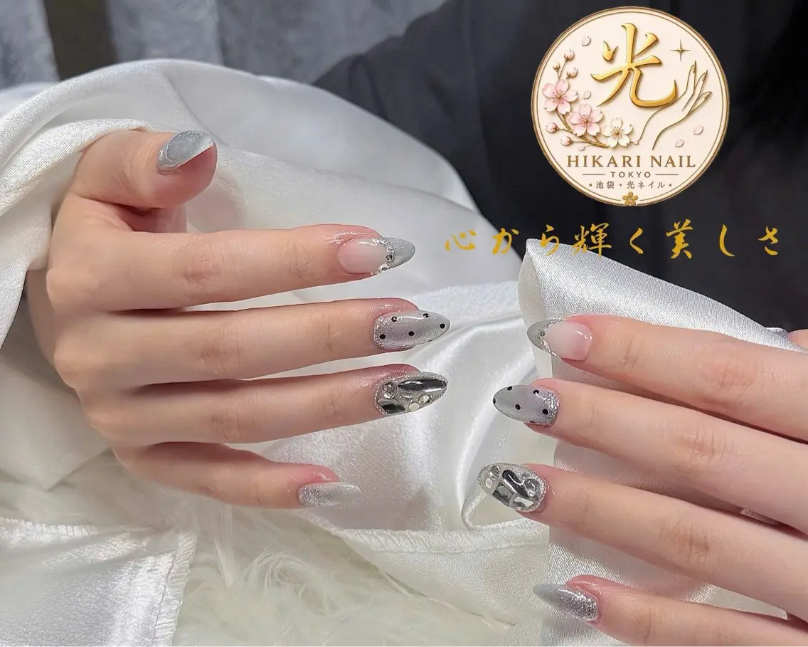 ネイル チークネイル 長さ出し フレンチネイル ガーリー ハロウィン ハンドネイル HikariNail Ikebukuroのネイルデザイン