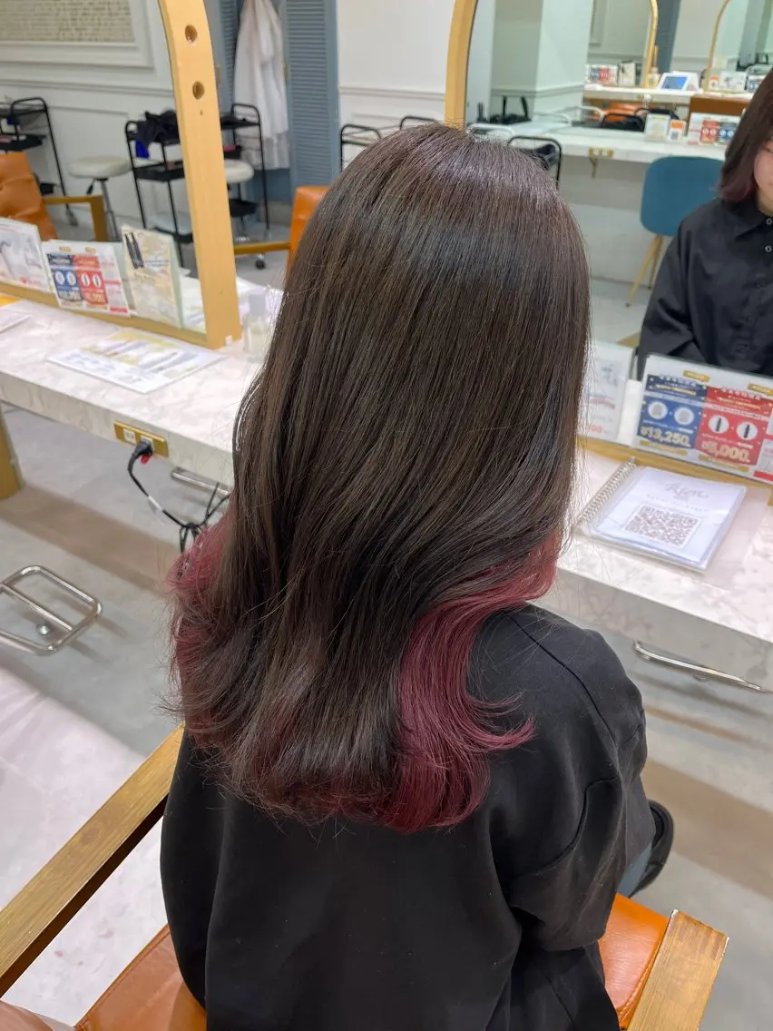 ロング カラー ブリーチ ピンクカラー ヘアカラー 長島美織 /透明感カラーのヘアスタイル
