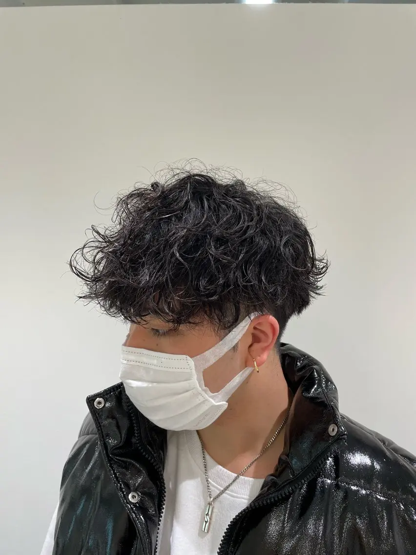 ショート パーマ カット パーマ 【シャドウパーマ センターパート】義心のヘアスタイル