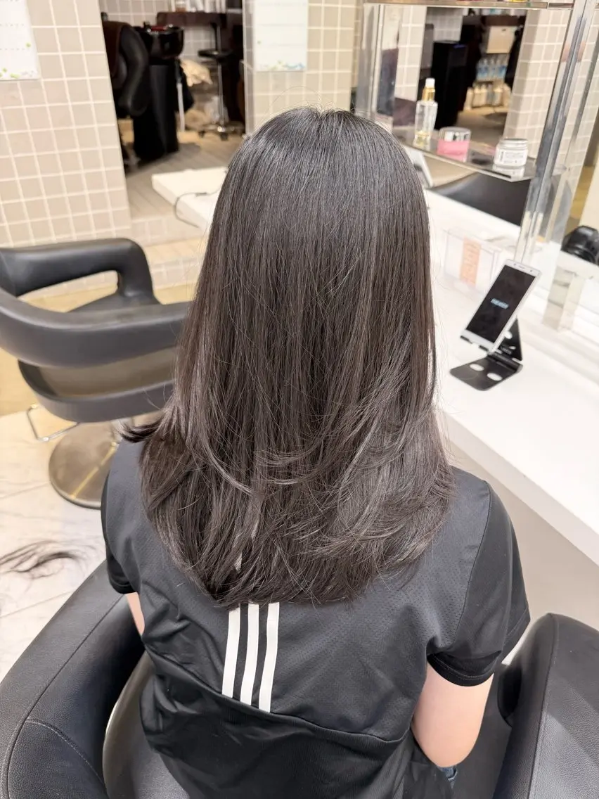 ロング カラー パーマ ヘアアレンジ メンズ キッズ 上品＆韓国風 🥀海心🥀のヘアスタイル
