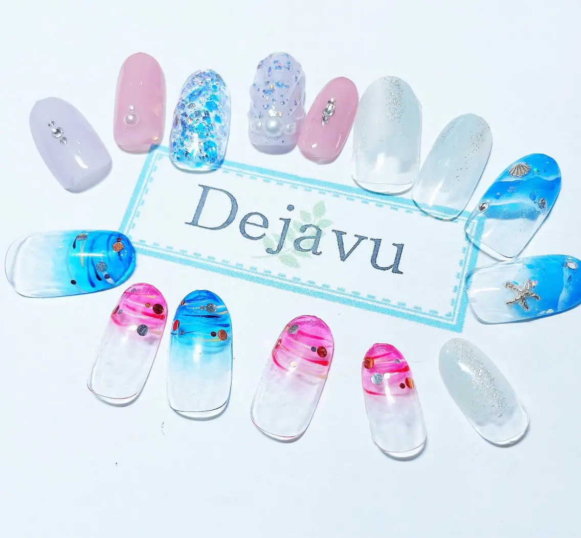 ネイル アートネイル ジェルネイル シンプルネイル 夏ネイル Nail salon Dejavu 🌿のネイルデザイン