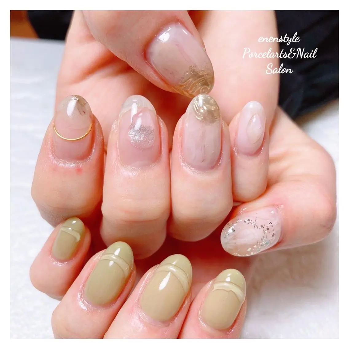 ミディアム ネイル 🐾enen style 🐾のネイルデザイン