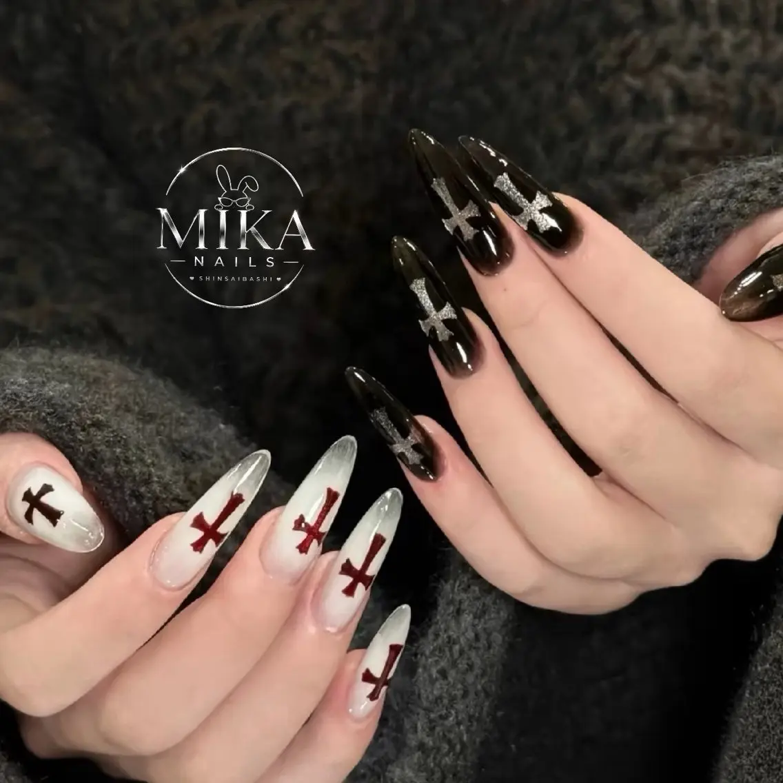 ネイル ハート キラキラネイル 韓国ネイル ロングネイル マグネットネイル ハンドネイル ハンドケア ちみ＿Mika Nails 心斎橋のネイルデザイン