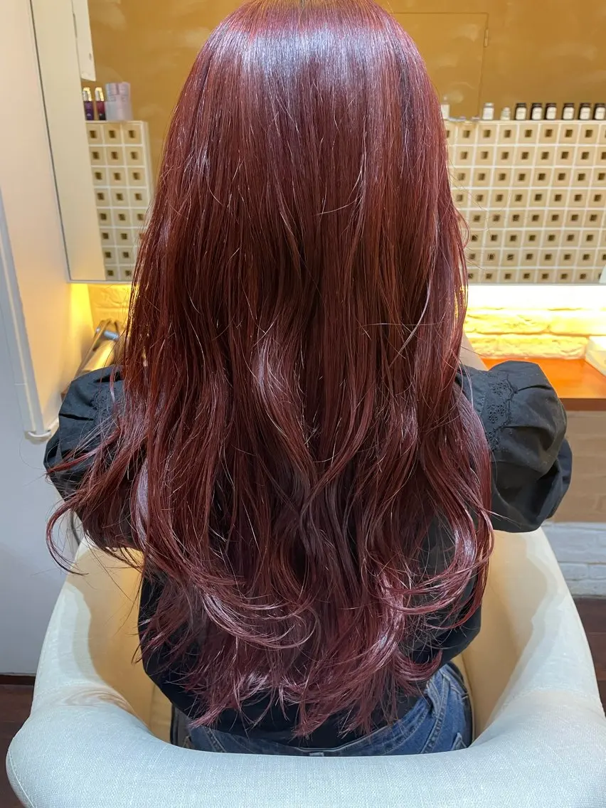 ロング カラー ブラウンカラー レッドカラー レッドブラウン ヘアカラー トリートメント CoCooN amiのヘアスタイル