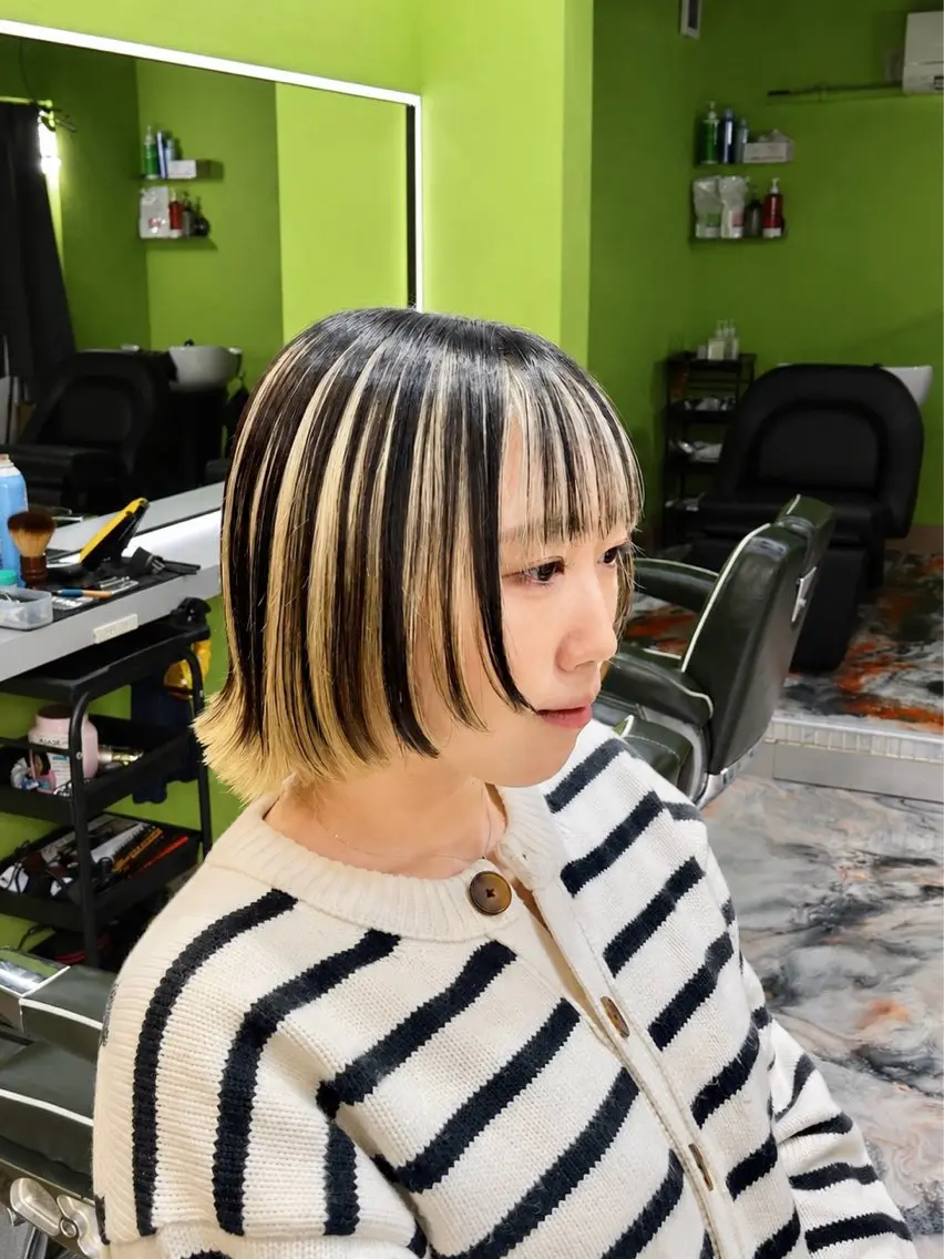 ミディアム カラー ミディアムパーマ ブリーチ デザインカラー 学生 髪質改善 ヘアカラー 湘南台ORCO 店長 ✨RYUのヘアスタイル