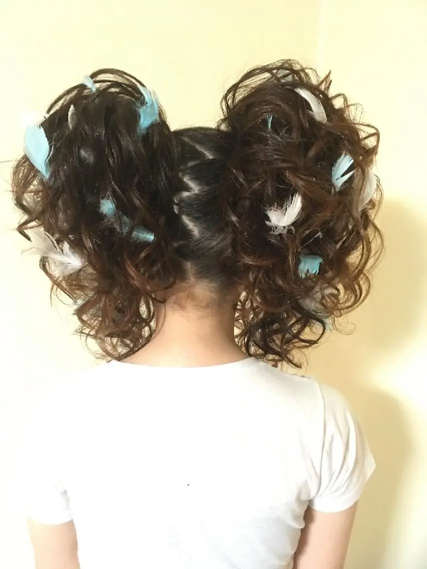 お祭りの日に☆ヘアセット・スジ盛りヘアセット4500円*ラメスプレー・ストーン・フェザー有り(別途料金)の写真