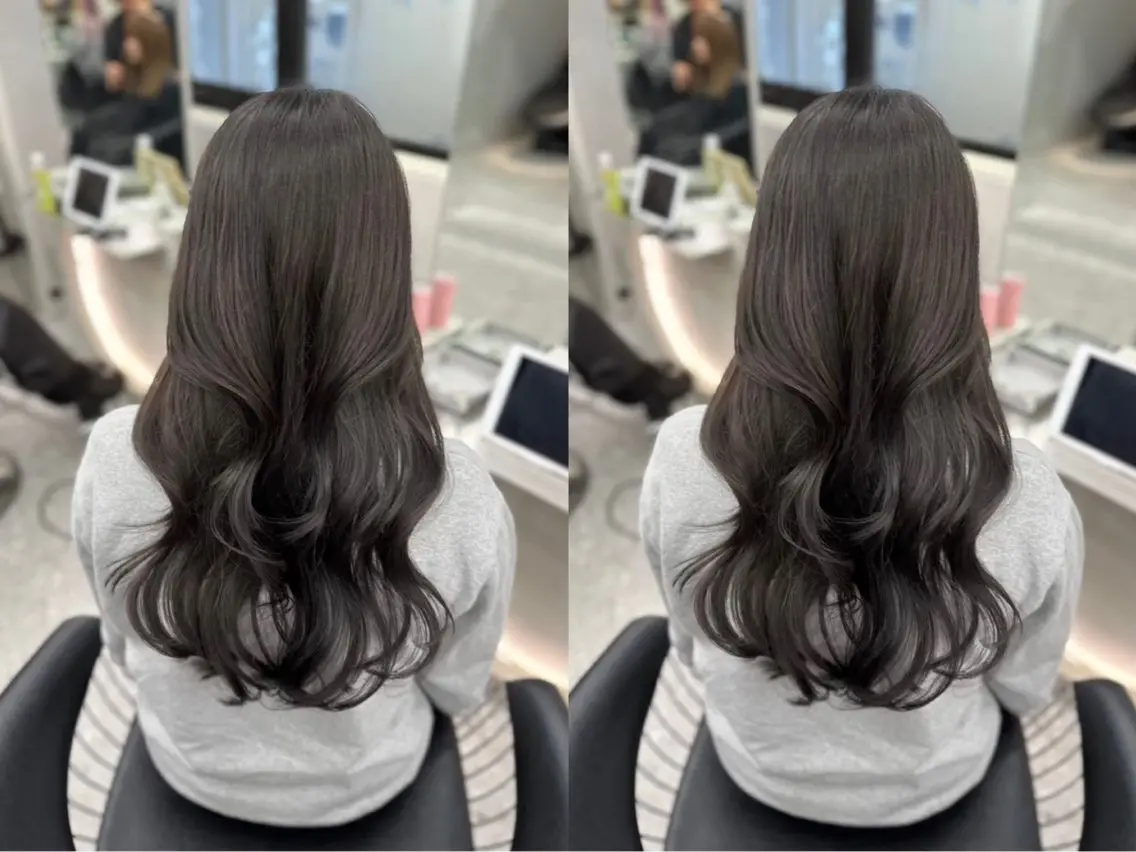 セミロング カラー 髪質改善 レイヤーカット 縮毛矯正 【博多髪質改善】 吉村　清志のヘアスタイル