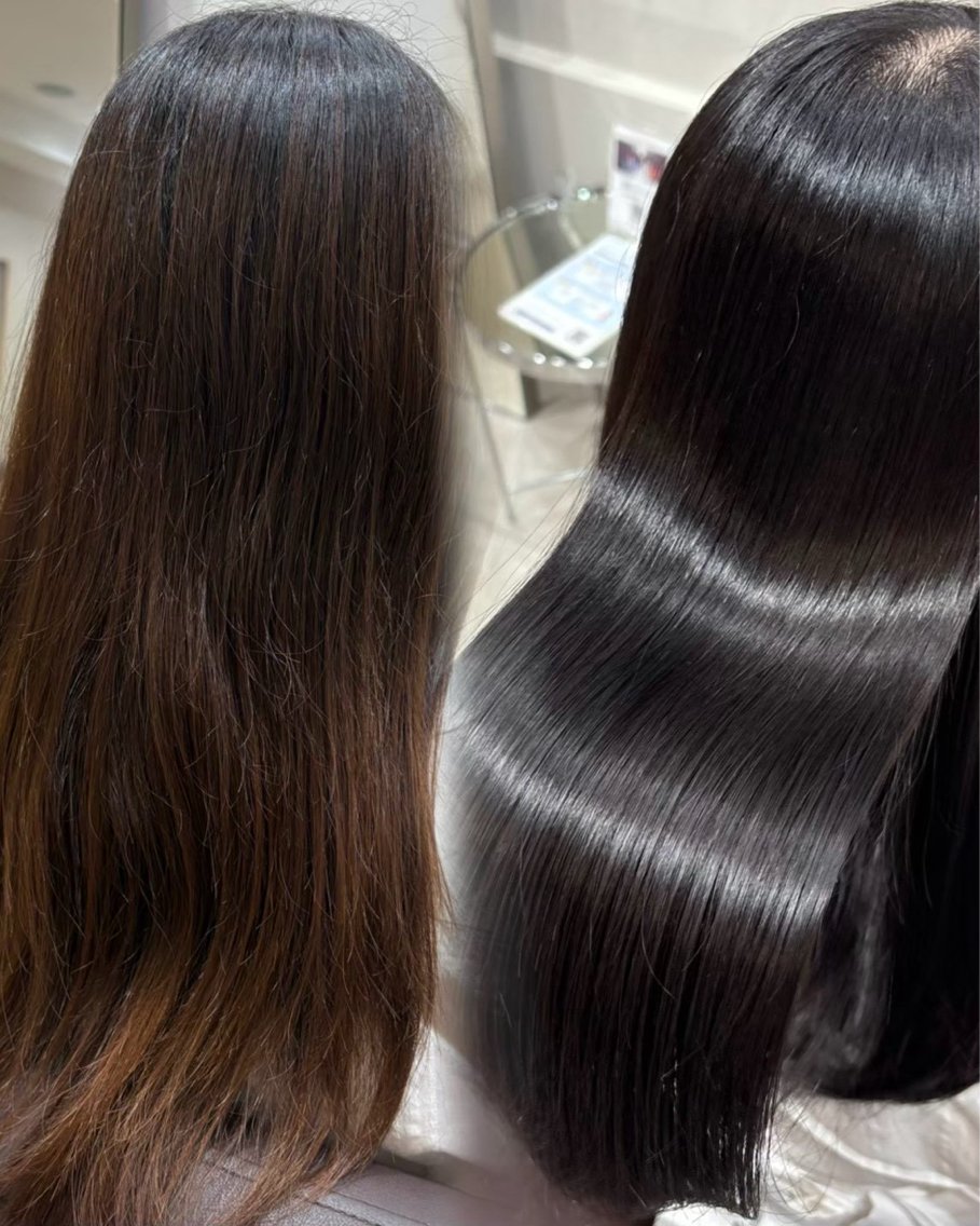 ロング カラー 黒髪 ブルーカラー ブルーブラック ヘアカラー 艶カラー/高円寺 /ココナのヘアスタイル