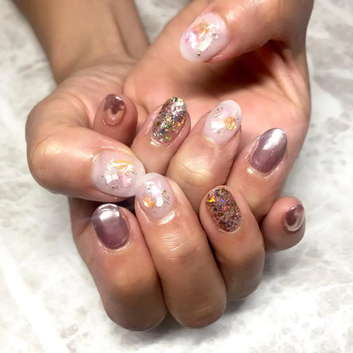 ネイル キラキラネイル ラメ(グリッター) ミラーネイル ピンク 春ネイル luana nailのネイルデザイン