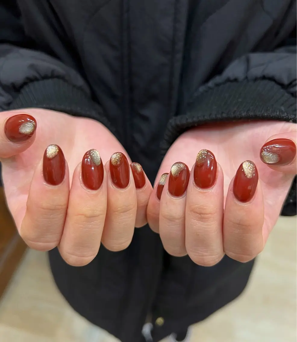 ネイル ボルドー マグネットネイル ハンドネイル ヘアメイクネイリスト hidemi中目黒のヘアスタイル