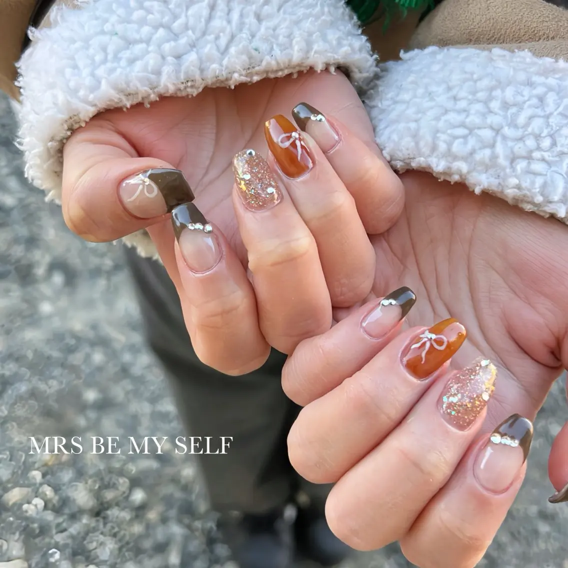 ネイル ニュアンスネイル リボン MRS/ miyu🎀のネイルデザイン