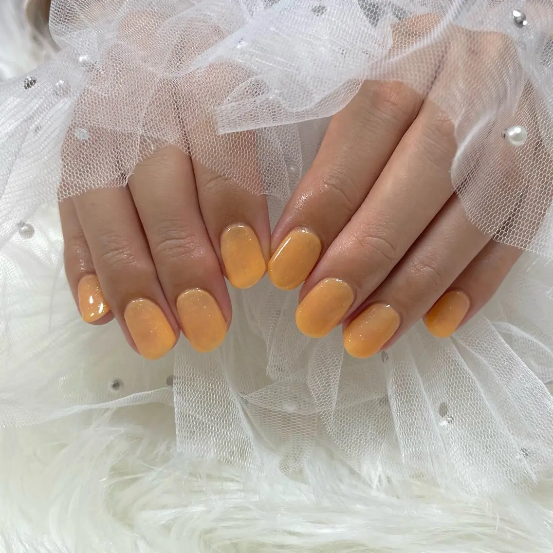 ネイル ワンカラーネイル オレンジ ハンドネイル SHINE nail salonのネイルデザイン