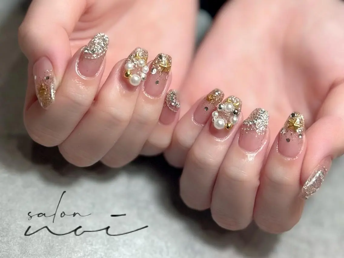 ネイル グラデーション ラメ(グリッター) ラメグラデーション ハンドネイル salon noiのネイルデザイン