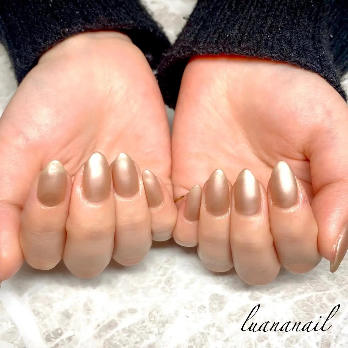 ネイル ゴールド ミラーネイル ピンク luana nailのネイルデザイン