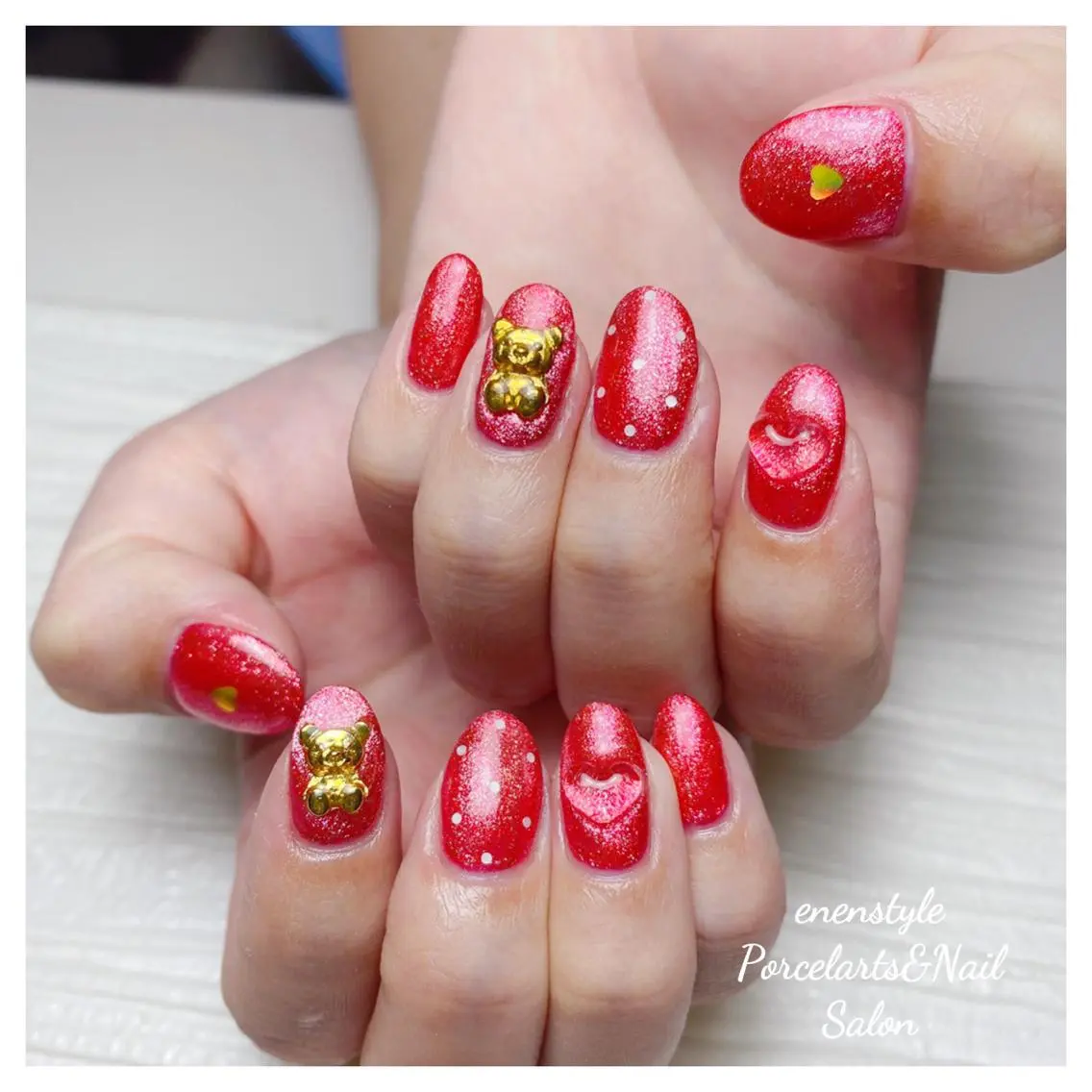 ミディアム ネイル 🐾enen style 🐾のネイルデザイン