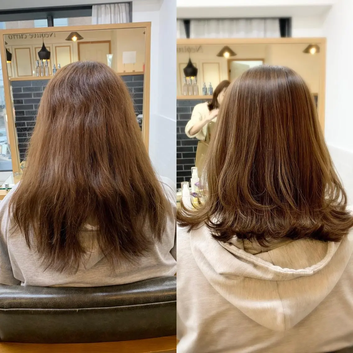 セミロング カラー パーマ ヘアアレンジ メンズ キッズ ネイル マツエク・マツパ アイブロウ カット ヘアカラー トリートメント レイヤーカット／ 巻ける縮毛矯正のヘアスタイル