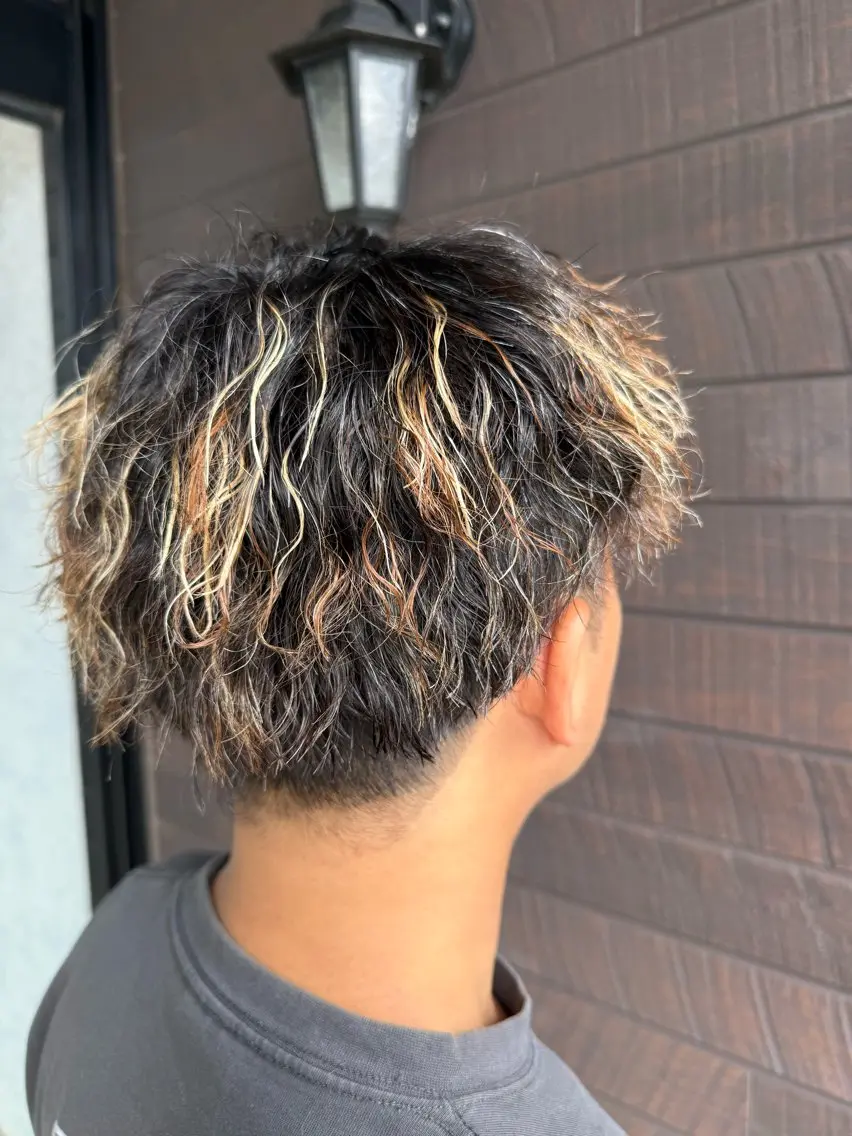 パーマ メンズ カット パーマ ハイトーンベージュ 新潟/Manamiのヘアスタイル