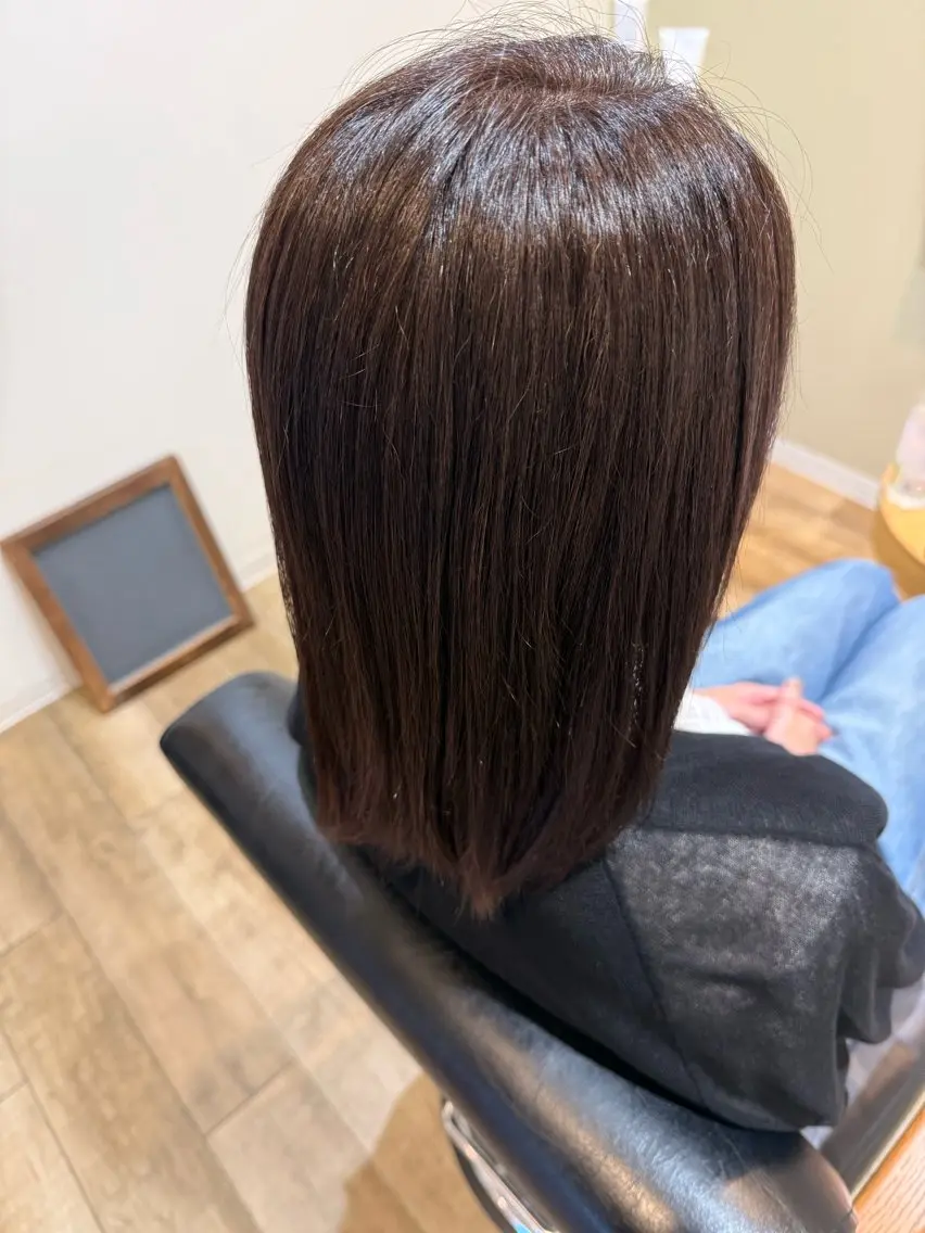 ミディアム カラー ブラウンカラー ダークブラウン ヘアカラー rocca糸島店 リサのヘアスタイル