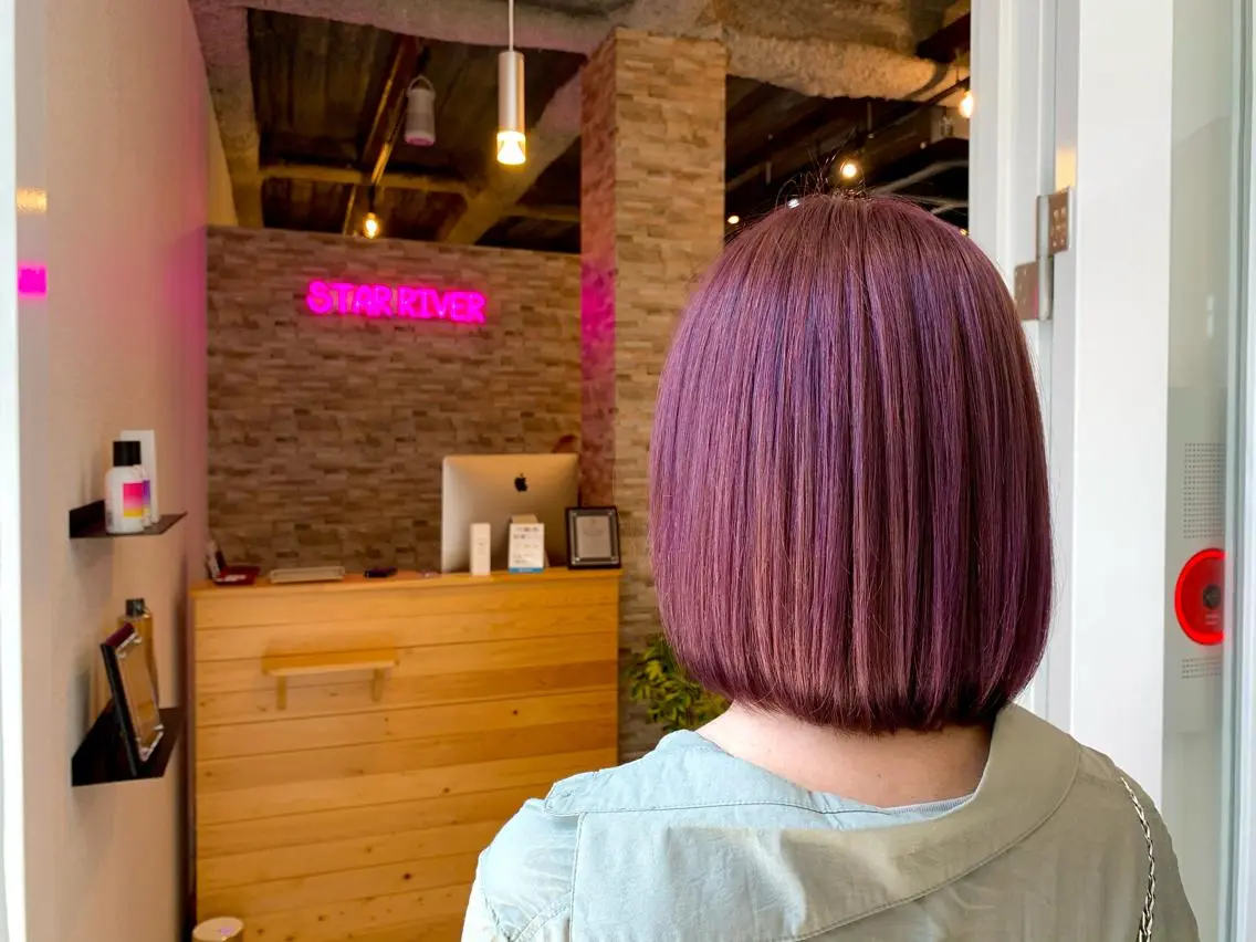 ミディアム カラー アッシュ ローズカラー 吉田 聡一のヘアスタイル