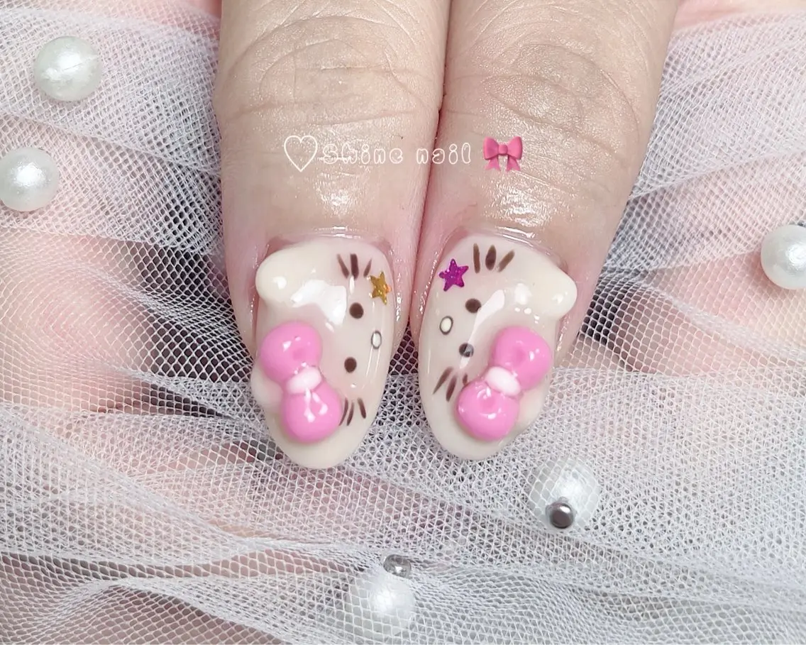 ネイル ハンドネイル shine 🎀 長さだし&デザインのネイルデザイン