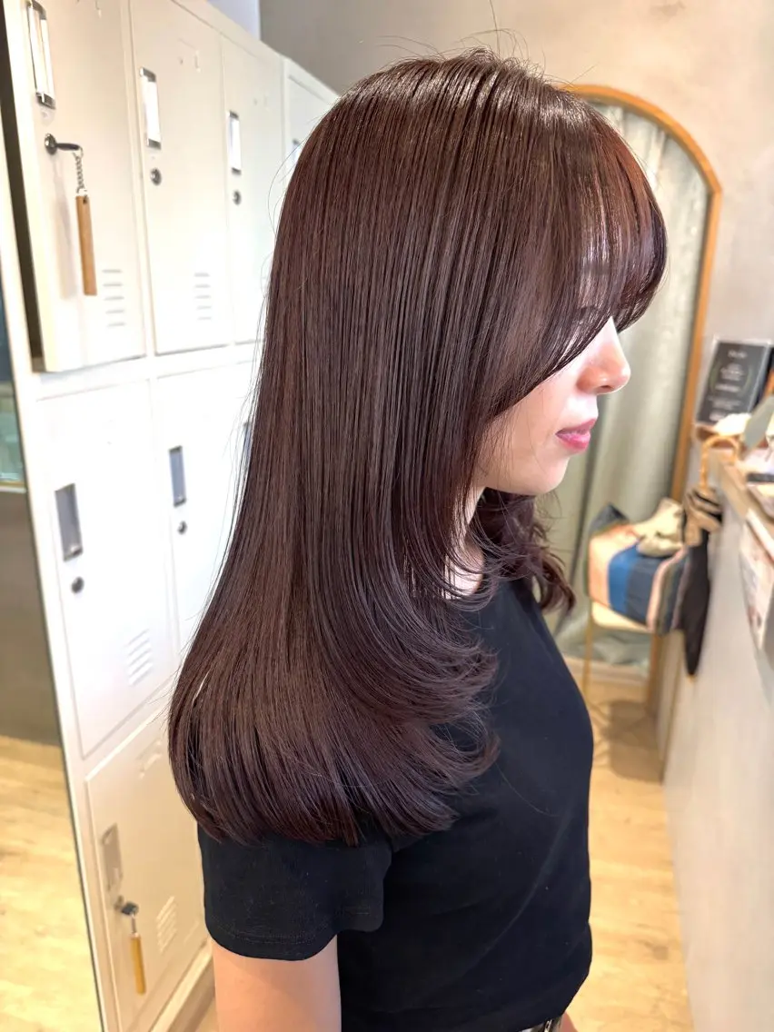 セミロング カラー カット ヘアカラー トリートメント 🌷レイヤー縮毛/ 艶ｶﾗｰ/ami🌷のヘアスタイル
