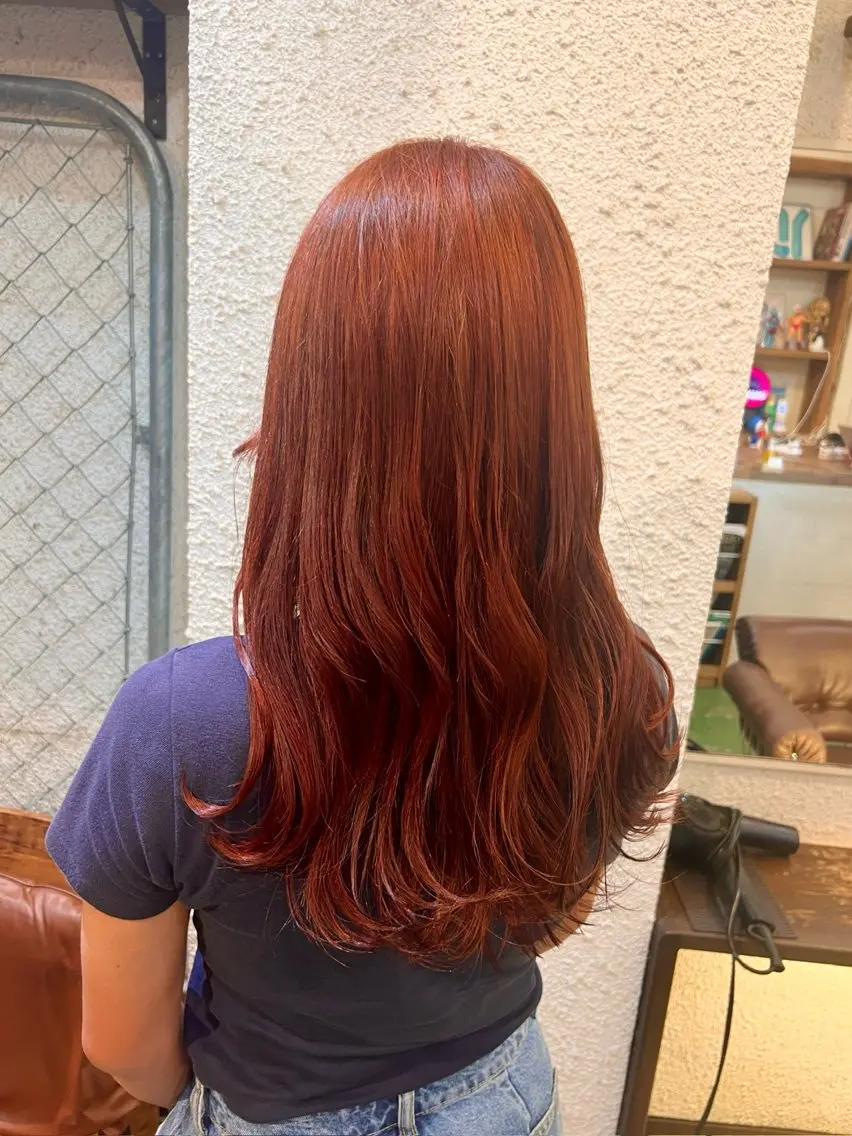 セミロング カラー ブリーチ ブリーチなしカラー 柔め透明感血色カラー 暖色/レイヤー/ゆいのヘアスタイル