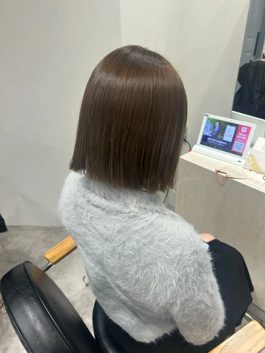 ミディアム カラー ヘアアレンジ ベージュカラー ヘーゼル ヘアカラー ボブ /ニュアンス/ satomi🧸💖のヘアスタイル