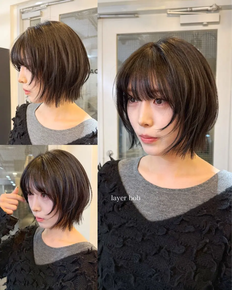ショート カラー カット ヘアカラー トリートメント ‎♡アヤメ/レイヤー ボブ♡渋谷のヘアスタイル