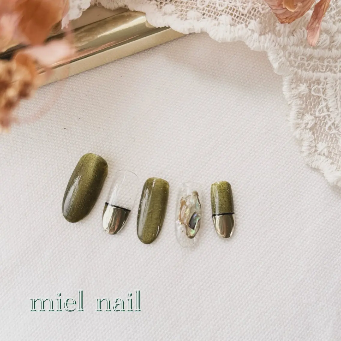 ネイル マグネットネイル ハンドネイル miel nailのネイルデザイン
