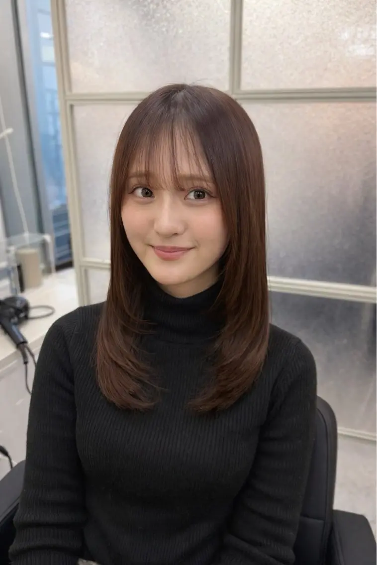 ロング レイヤーカット カット ヘアカラー トリートメント ヘアセット MAHO/透明感カラ ー/髪質改善🍒のヘアスタイル