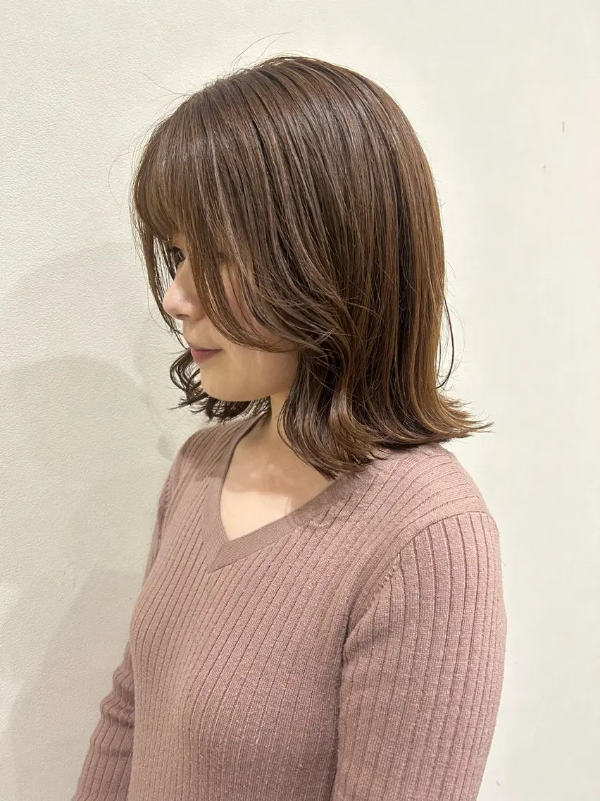 ミディアム カット ヘアカラー トリートメント ボブ/透明感カラー 🧸YUI❤️のヘアスタイル