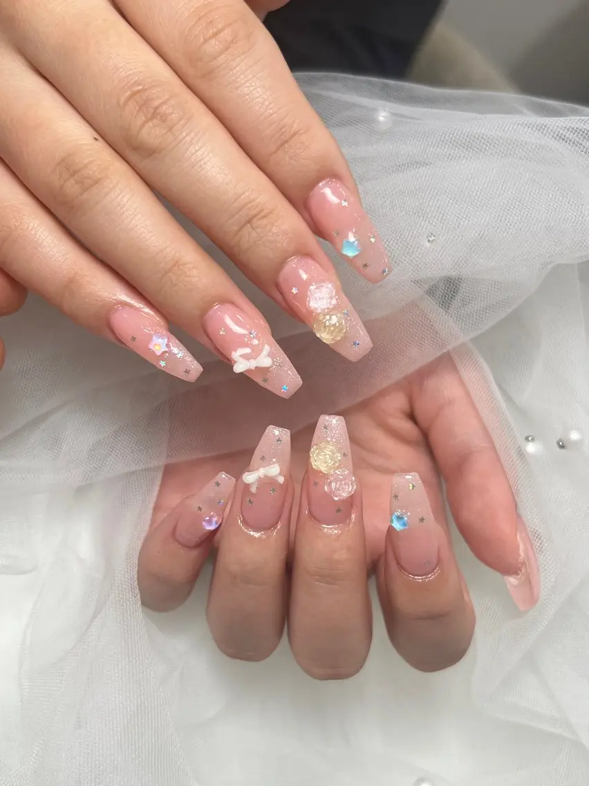 ネイル アートネイル オーロラネイル チークネイル 長さ出し フットネイル Miya _nailのネイルデザイン