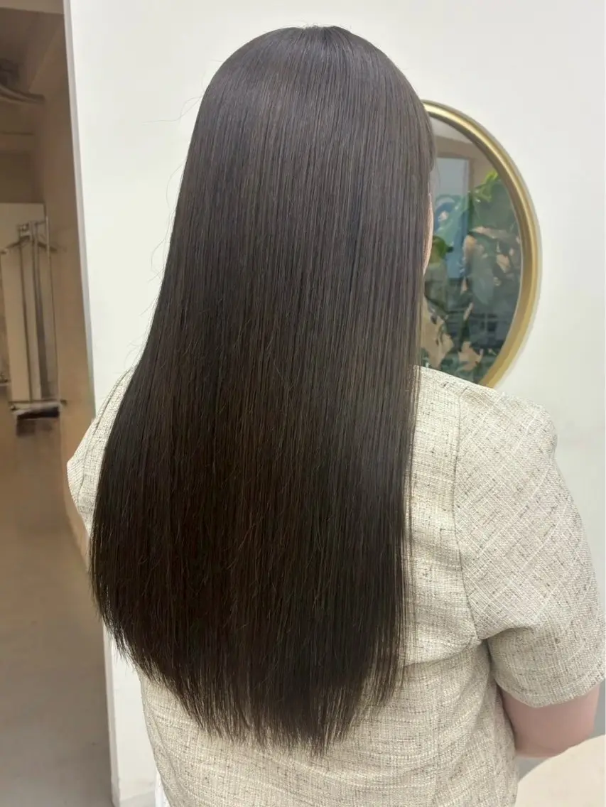 ロング カラー オリーブカラー トリートメント 酸熱トリートメント カット ヘアカラー 縮毛矯正 トリートメント 名駅/透明感カラー/ 艶髪/hinanoのヘアスタイル