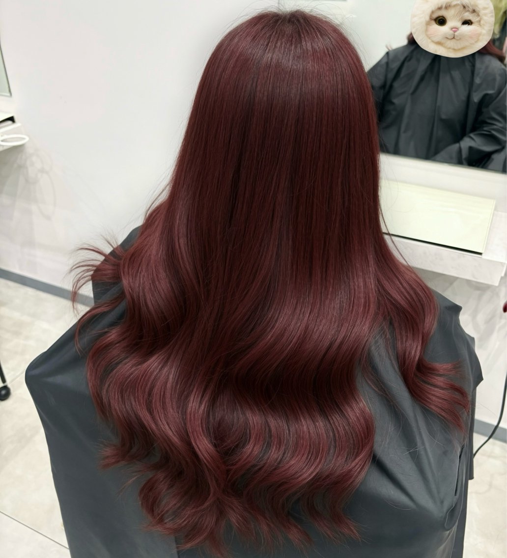 ロング カラー ブリーチ ボルドーカラー ブラウンカラー ブリーチなしカラー カット ヘアカラー トリートメント 🍒暖色カラー/ 透明感/hina🍒のヘアスタイル