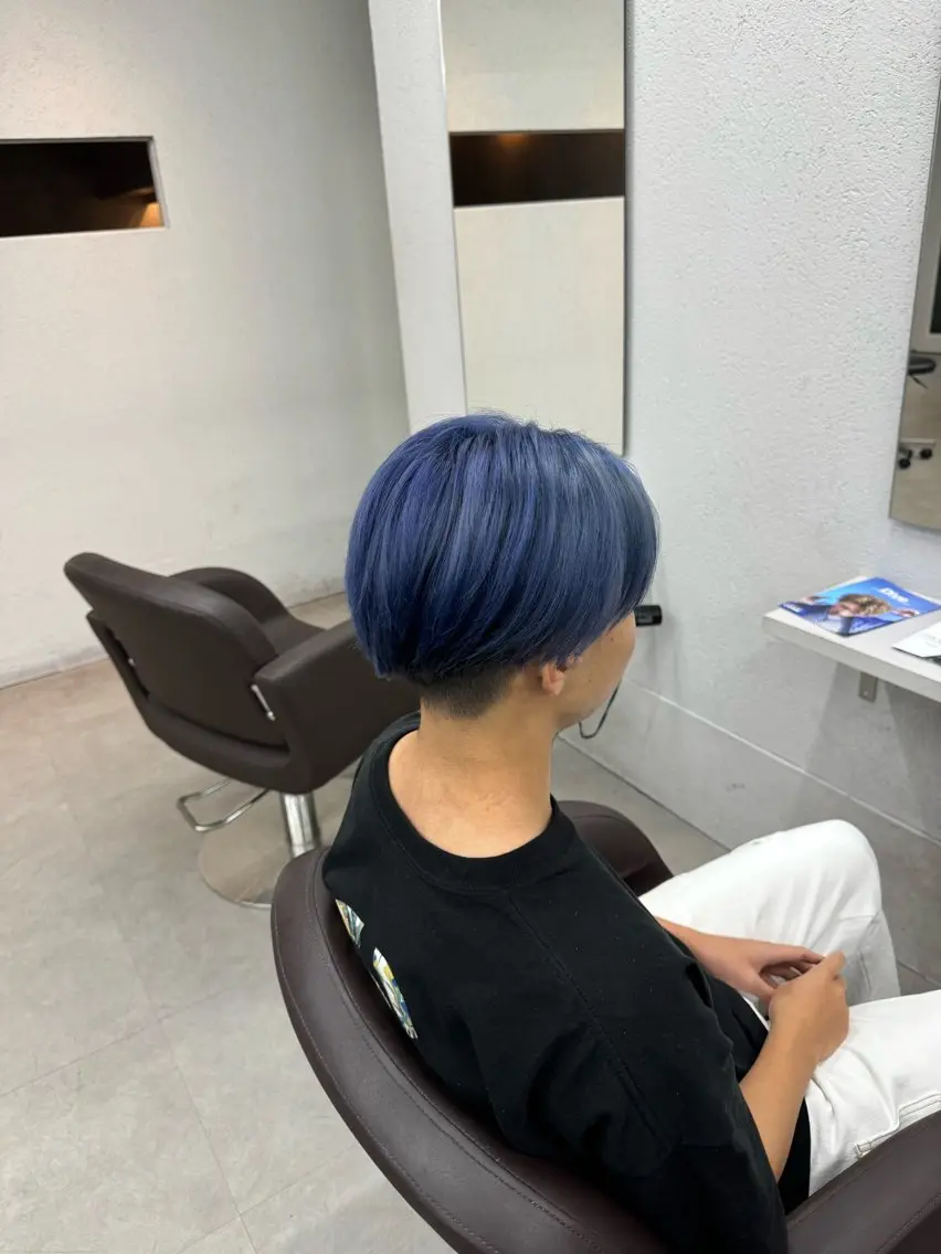 カラー メンズ メンズブリーチ ブリーチ ブルーカラー メンズの悩み解決屋 花原雅人のヘアスタイル