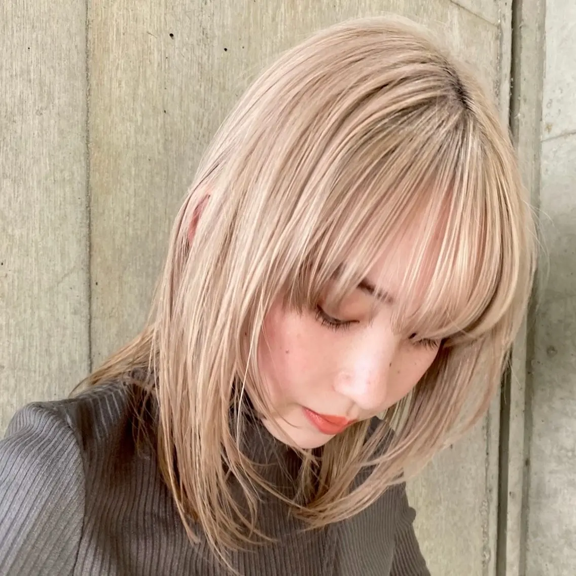 セミロング カット ひなた/elima 調布/暖色カラーのヘアスタイル