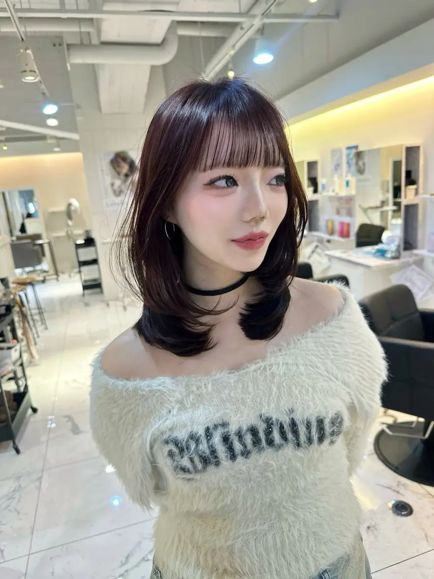 ミディアム ミディアムレイヤー レイヤーカット カット ヘアカラー トリートメント 心斎橋/縮毛矯正 /艶髪カラーのヘアスタイル
