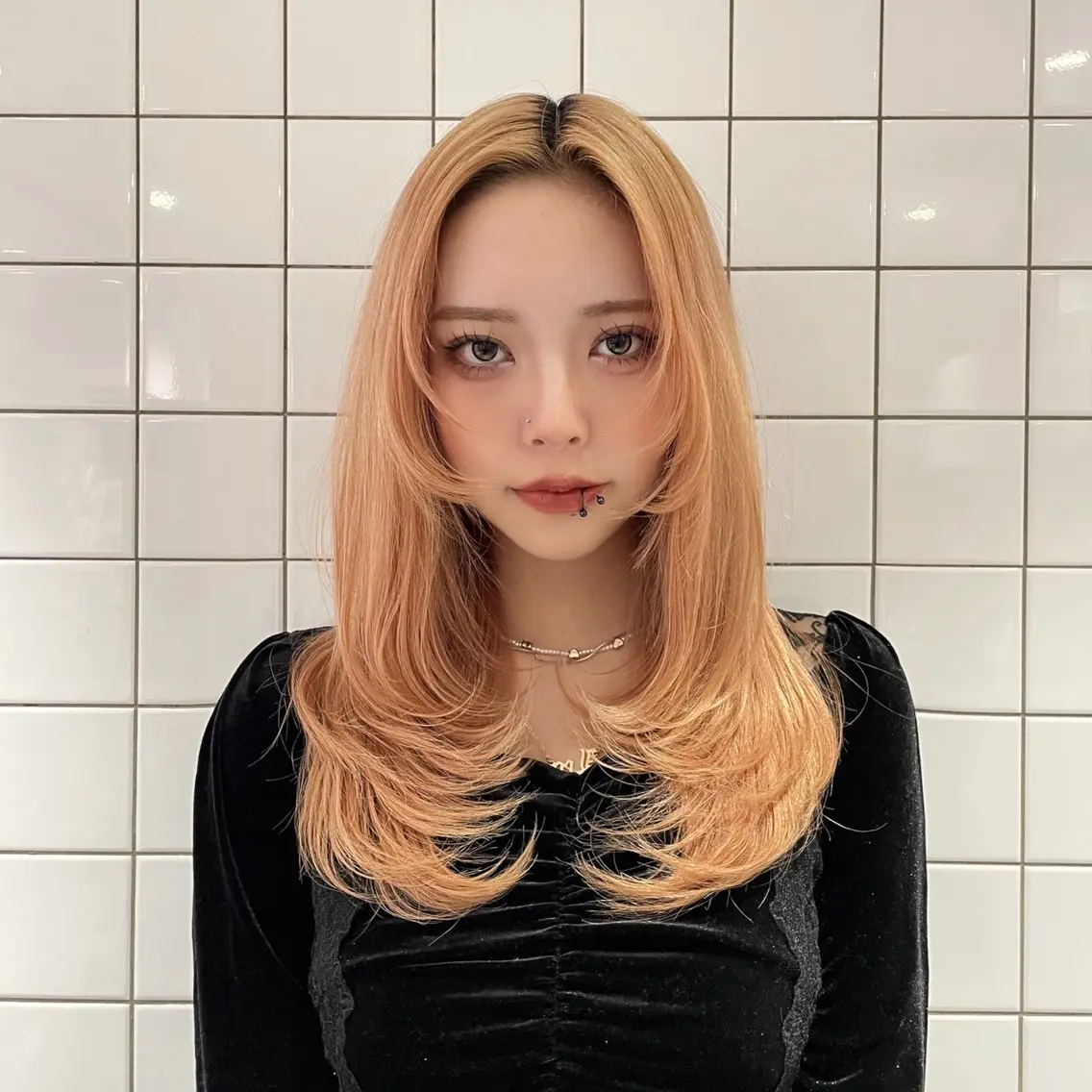 セミロング カラー レイヤーカット ハッシュカット/ 水光艶カラー/RINのヘアスタイル