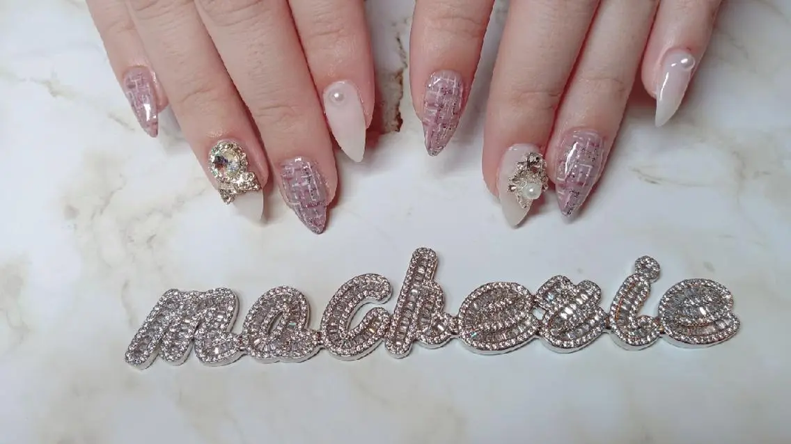 ネイル ピンク ツイードネイル ハンドネイル Nail Salon macherieのネイルデザイン