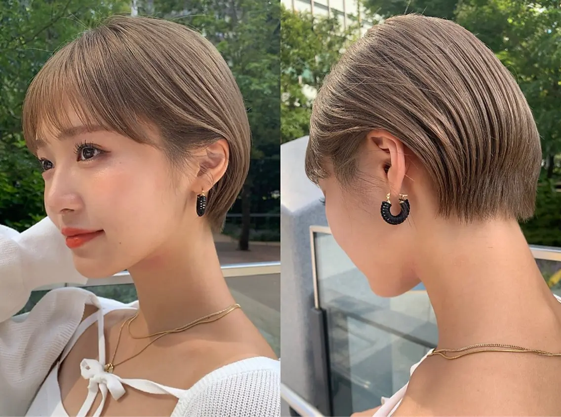 【限定クーポン】ボブカット+ケアブリーチ+艶感カラー+超音波トリートメント☘️の写真