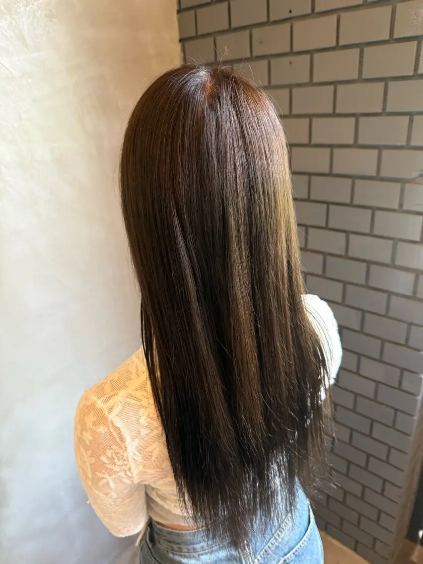 ロング カラー グレージュ オリーブグレージュ オリーブグレー 田中 叶夢のヘアスタイル