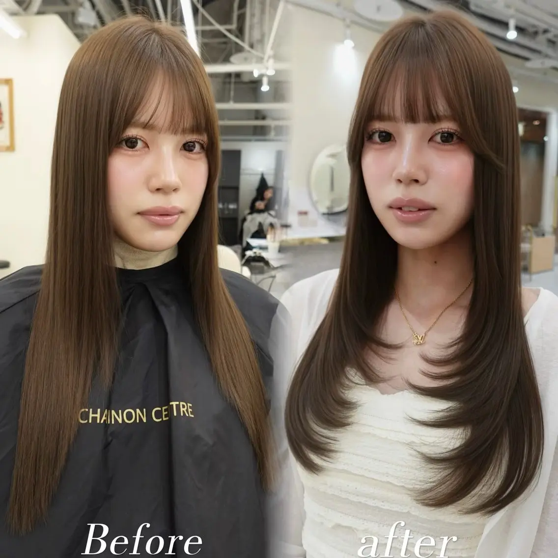 セミロング カラー ヘアアレンジ レイヤーカット カット ヘアカラー トリートメント 梅田｜上品レイヤー RINAのヘアスタイル