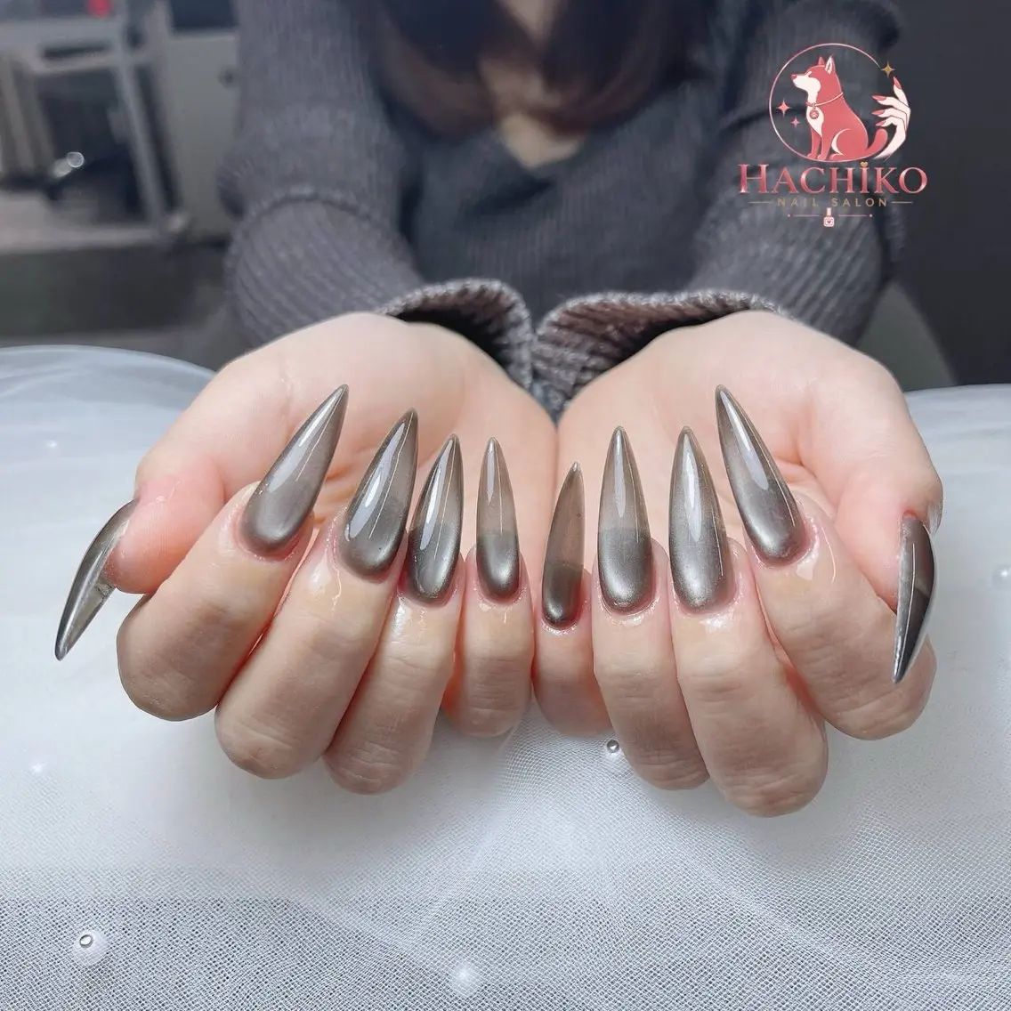 ネイル チークネイル クリアネイル ガーリー キラキラネイル 韓国ネイル ハンドネイル Hachiko Nail Salonのネイルデザイン