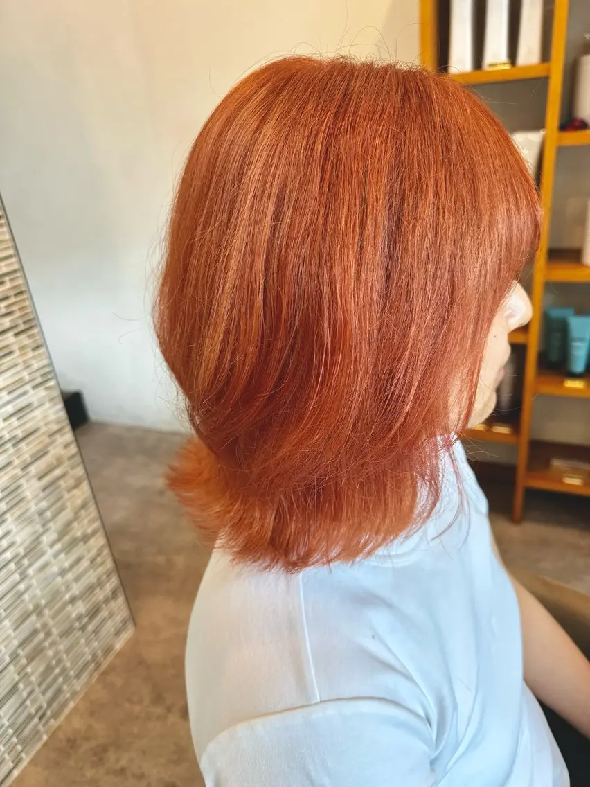 カラー オレンジ ピンクカラー RICHAIR 長嶺旬佑のヘアスタイル