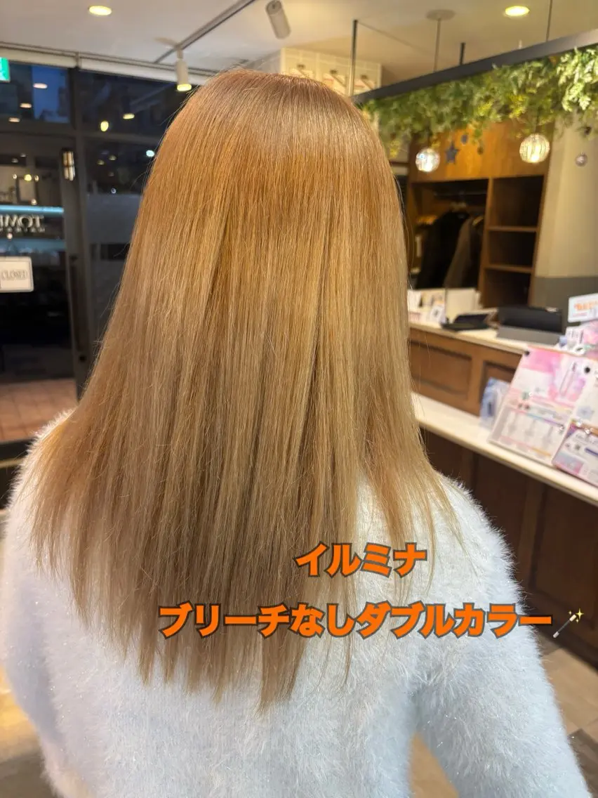 ブリーチなしイルミナダブルカラー🤍❤️の写真