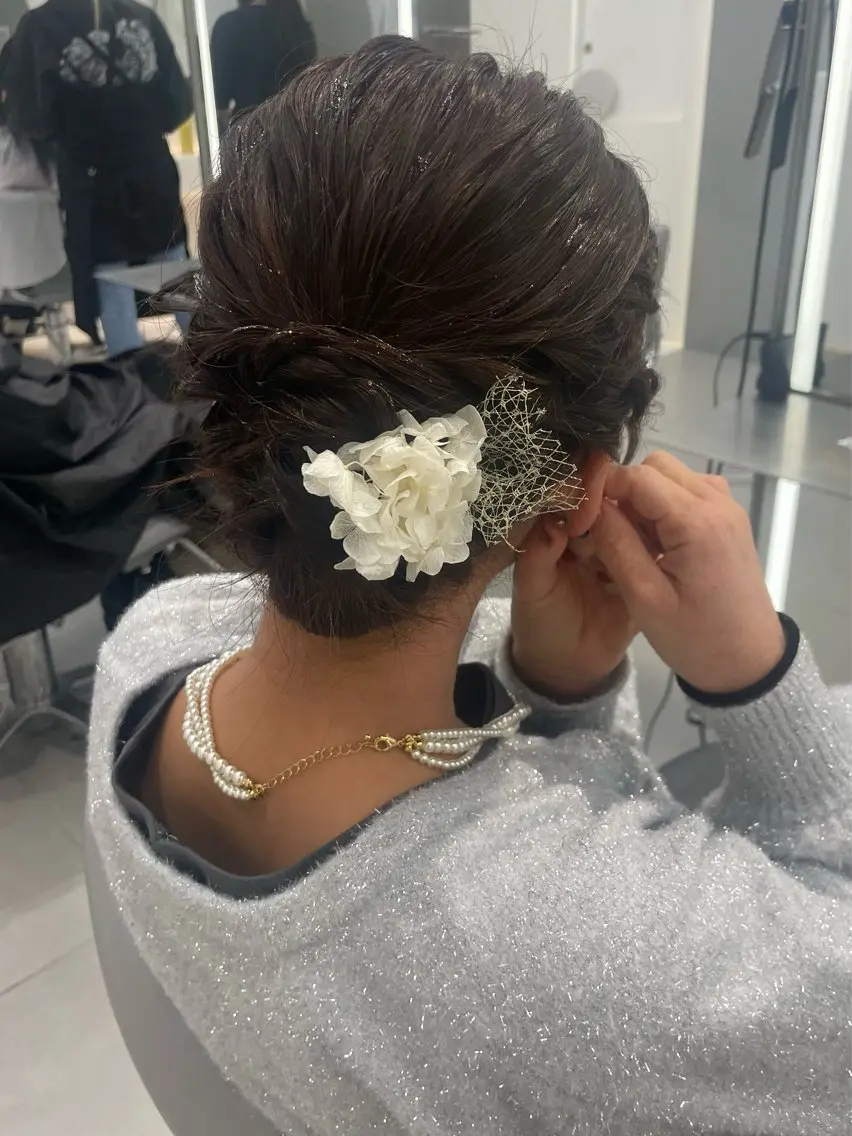 ヘアアレンジ 結婚式・ブライダル ヘアセット ヘアセット🎀耳つぼ 👂💎MONAMIのヘアスタイル