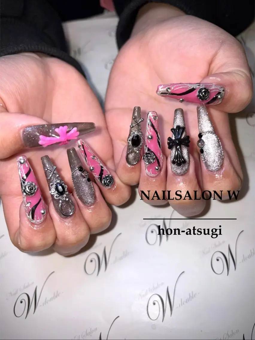 ネイル アートネイル ジェルネイル ロングネイル スカルプネイル ワンホンネイル ネイルサロン ダブルのネイルデザイン