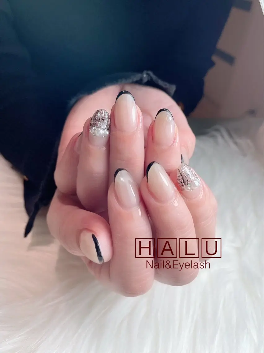ネイル フレンチネイル ツイードネイル HALU ハルのネイルデザイン