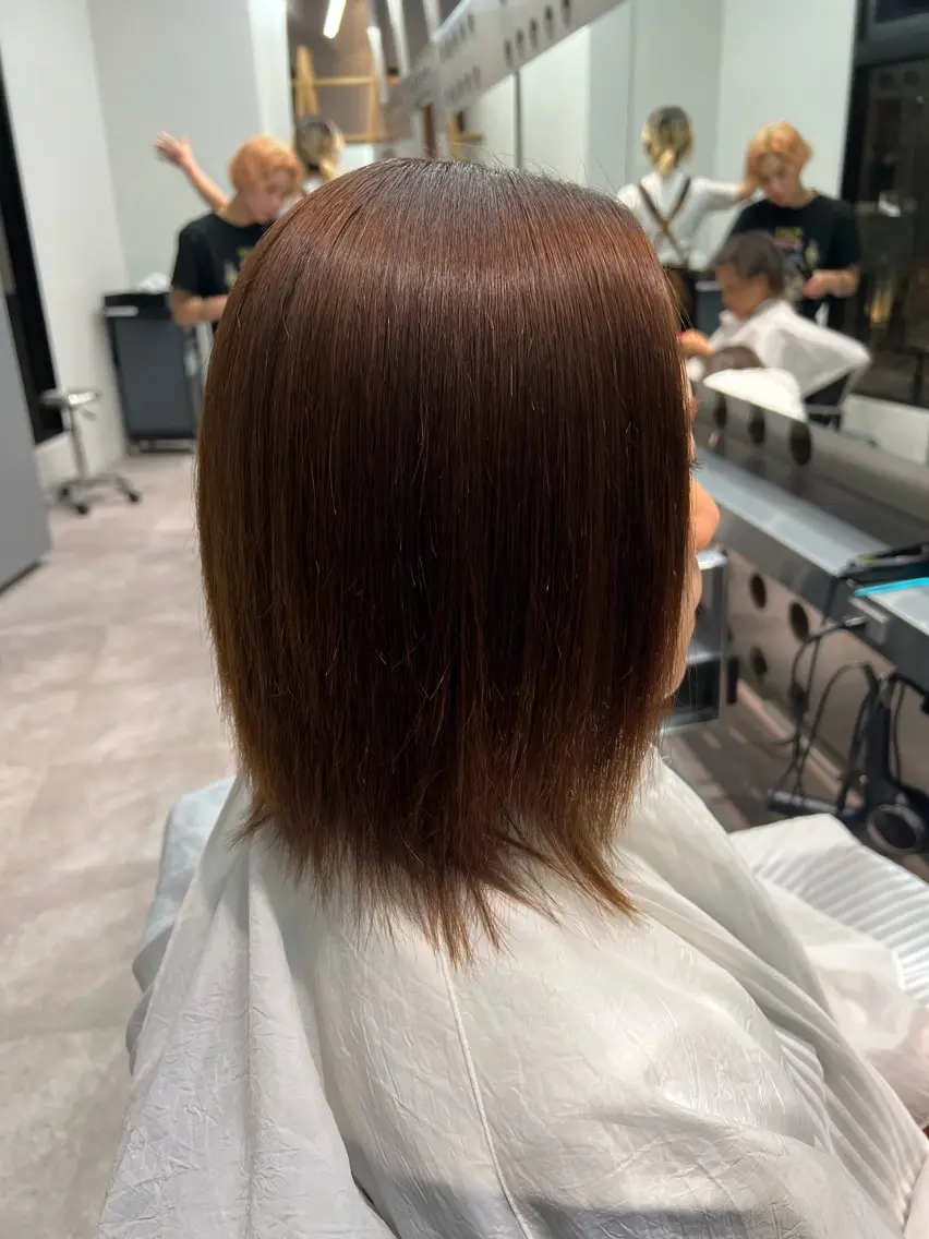 ミディアム パーマ トリートメント 酸性ストレート ストレートパーマ 縮毛矯正 堀江 /木下椋麻のヘアスタイル