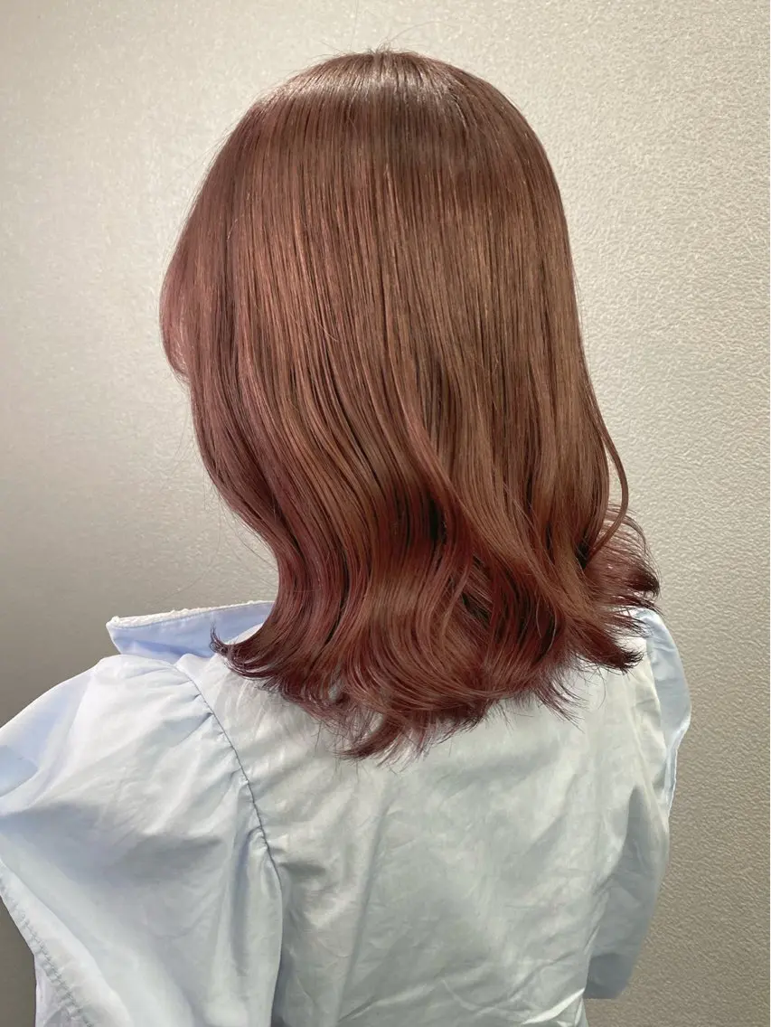 ミディアム カラー ブラウンカラー オレンジ オレンジブラウン 透明感カラー/パーマ 🌀アオノのヘアスタイル